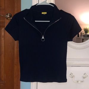 navy fitted crop top